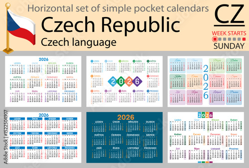 Czech Republic horizontal Set of pocket calendars for 2026