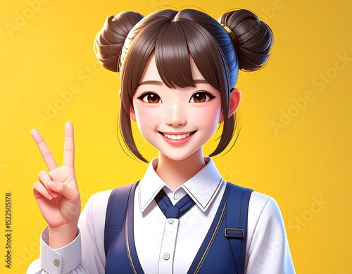 Digital illustration of a smiling girl