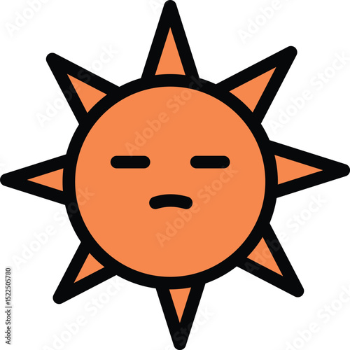 Expressionless Sun Face Vector Illustration