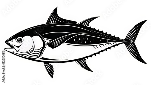 Outlined Tuna Trio in Minimal Layout with Subtle Postural Variations