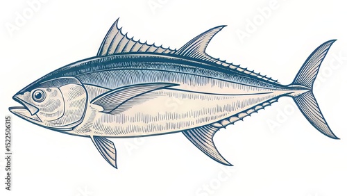 An iconic aquatic silhouette with bold contrast and sweeping lines, capturing dynamic tuna motion.