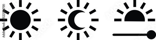 Sun and Moon Icon Set – Day and Night Weather Symbols
