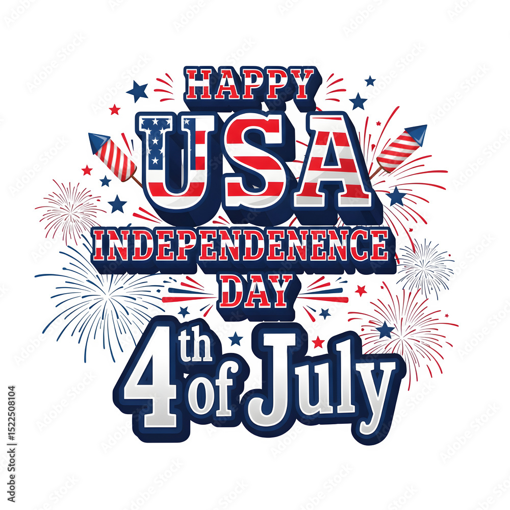 Naklejka premium Wishing you a joyful USA Independence Day! Typography design for the 4th of July. 