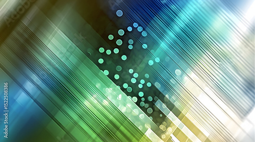 Abstract background with dynamic light streaks and circular bokeh effects.