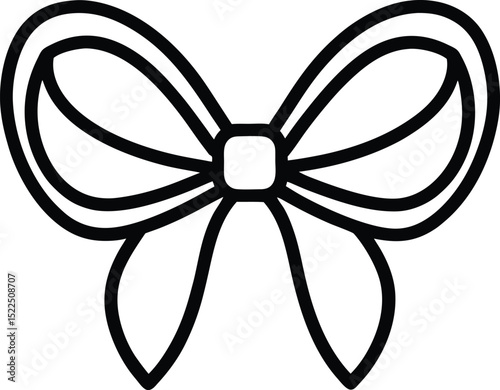 Double Layered Bow Icon with Bold Knot vector Line art illustration
