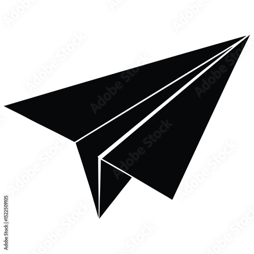 Black paper airplane icon flight travel journey