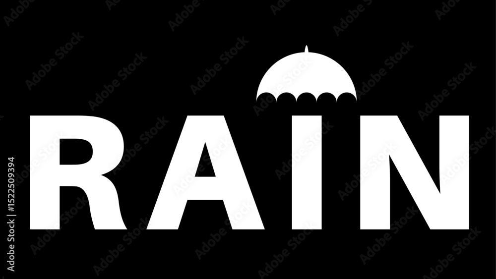 Creative Word Art Logo – “RAIN” with Umbrella in Letter P