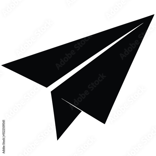 Black paper airplane icon flying upwards