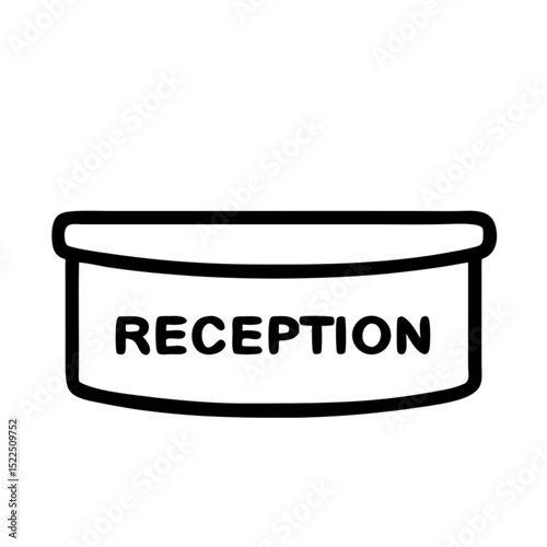 Reception desk sign in minimalist outline style, icon, vector