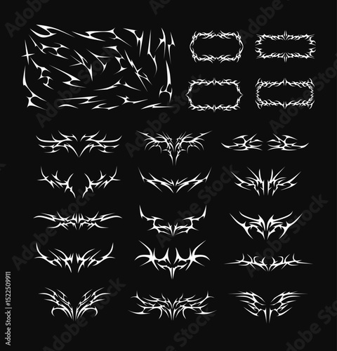 Neo tribal elements vector. featuring abstract, frame, sharp symmetrical shapes elements