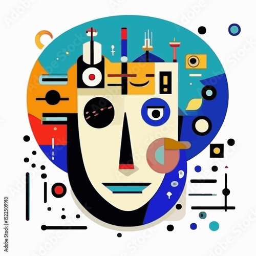 Abstract Geometric Face With Bold Colors Creates A Modern And Playful Artistic Expression