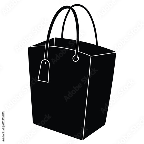 Black silhouette of a shopping bag with handles