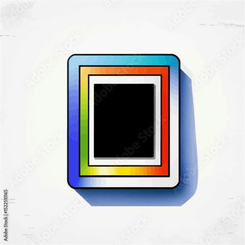 Colorful Nested Frame On White Wood With Black Inner Square Casting A Soft Shadow Art Style