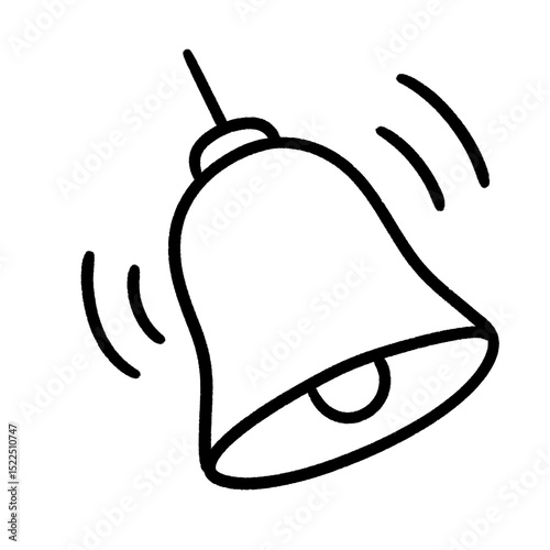 Foto Ringing Bell Icon – Hand-Drawn Minimal Line Art Symbol for Alerts, Notifications