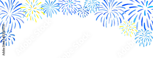 水彩で描いた打ち上げ花火の背景