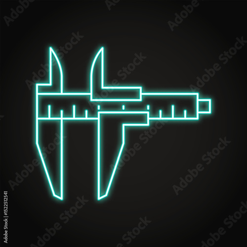 Vernier caliper neon line icon
