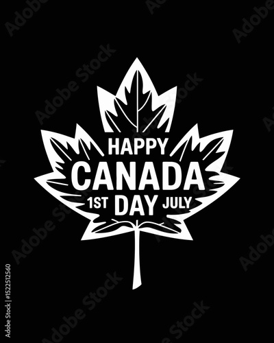 A stylized maple leaf graphic features festive text celebrating Canada Day on July 1st.