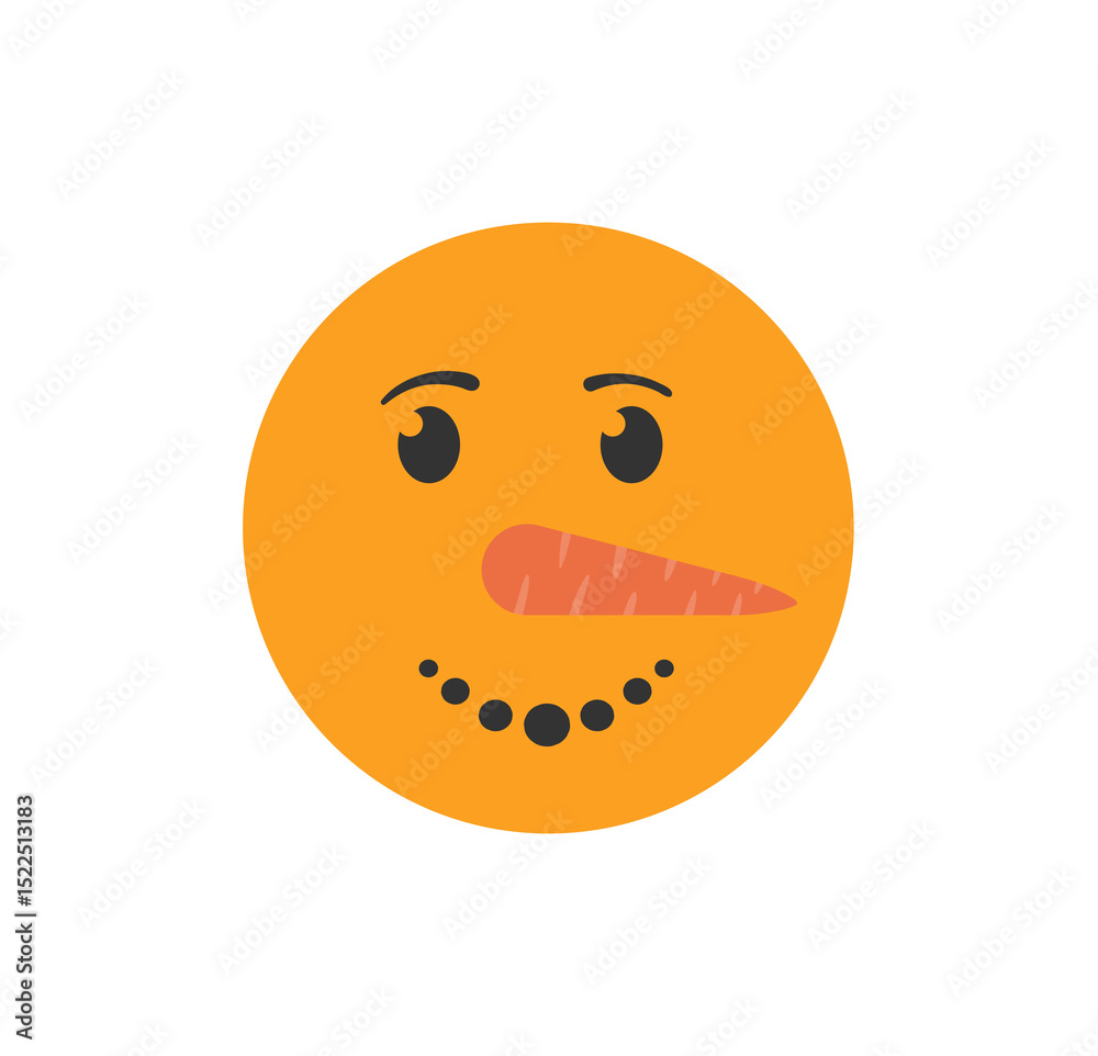 Fototapeta premium png snowman icon set with cute frosty face carrot nose cartoon happy eyes holiday flat illustration winter decoration children christmas art