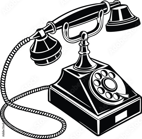 Rose Tree Set Of Silhouette Vector  ,retro phone on a white , telecommunication, device, old-fashioned