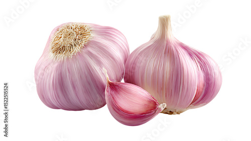 Foto Fresh and healthy garlic bulbs and clove on a plain black background for culinar