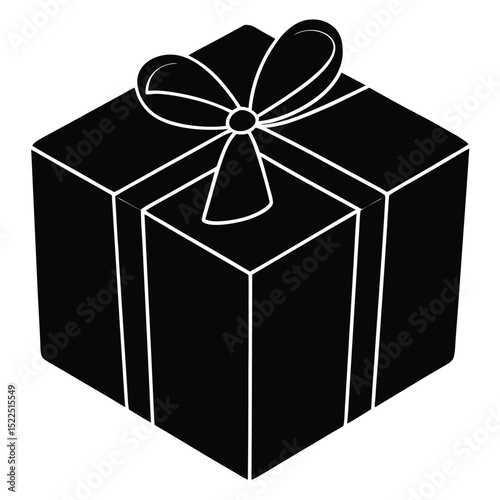 Simple black and white gift box icon illustration