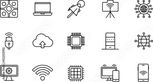 digital tech icon set  circuit  computer  digital .eps