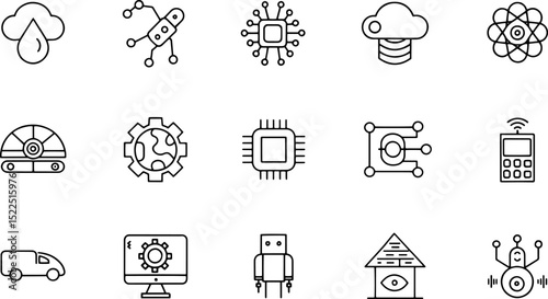 digital revolution vector icon set  industry 4 0 c.eps
