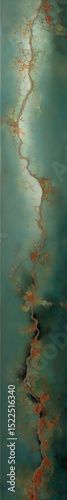 Muted Green and Warm Terracotta Concrete Texture with Organic Cracks