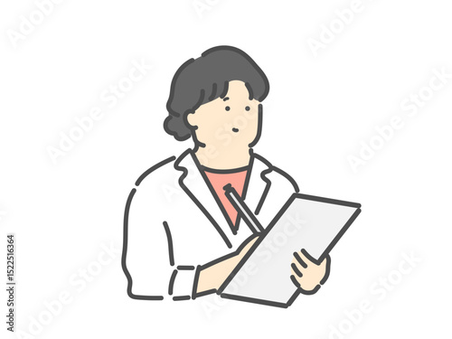 診察をする女性医師のイラスト