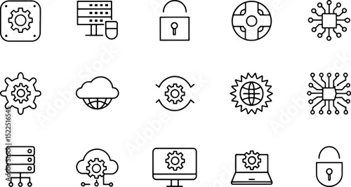 digitalization line editable icons set  containing (1).eps