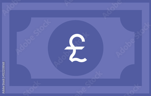 Vector artwork of a simplified British pound banknote, clean lines and flat design representing the iconic UK currency.