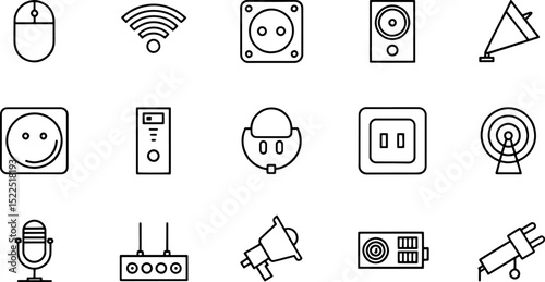 electronics icon set with wireless mouse  socket  .eps
