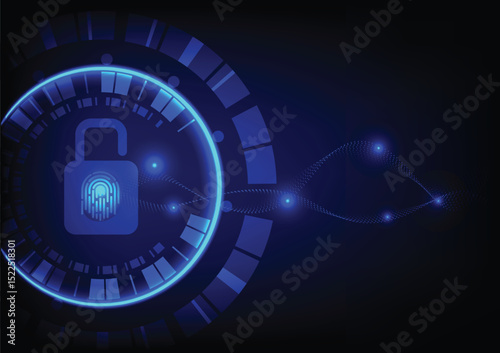 Lock security protection technology. Concept of privacy safety cyberspace, encription network system, firewall access, secure information in futuristic design. Padlock illustration vector for password