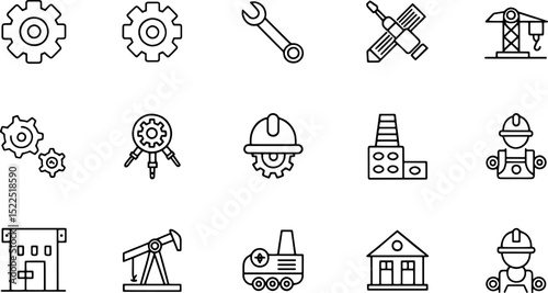 engineering and manufacturing vector icon set in t.eps