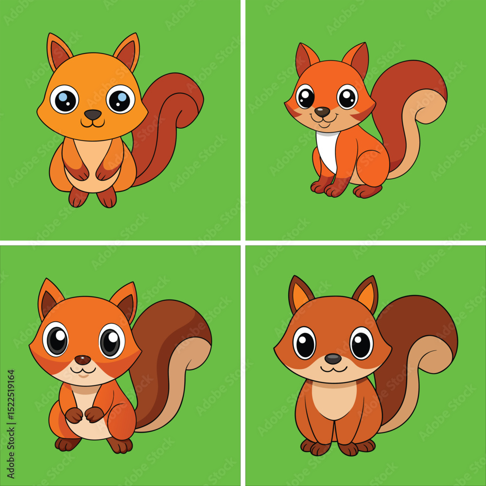 Fototapeta premium 4 in 1 Sample cute squirrel icon vector illustration