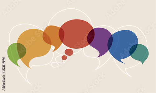 Speech bubbles communication and teamwork concept for business dialogue and idea sharing