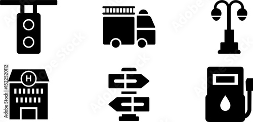 Modern Rounded Filled City Designe Icon Set