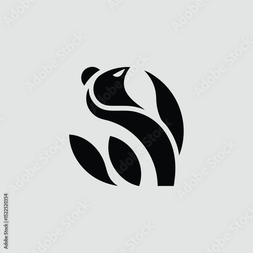 Elegant Abstract Animal Logo Design Black Panther Silhouette in Nature