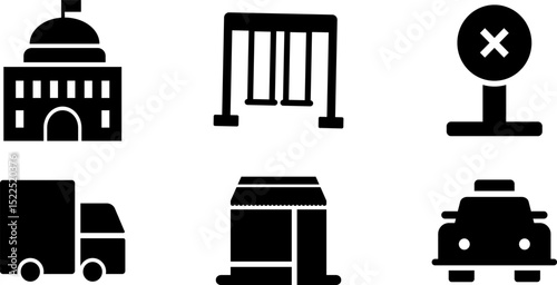 Modern Rounded Filled City Designe Icon Set