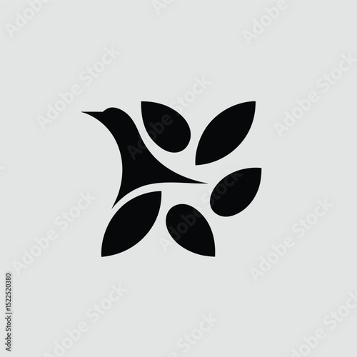 Elegant Bird and Leaf Logo Design Nature Inspired Minimalist Vector Illustration