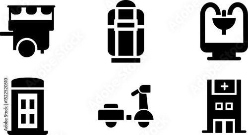 Modern Rounded Filled City Designe Icon Set