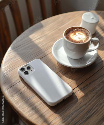 Minimalist phone white case mockup placed on a plain background with subtle highlights