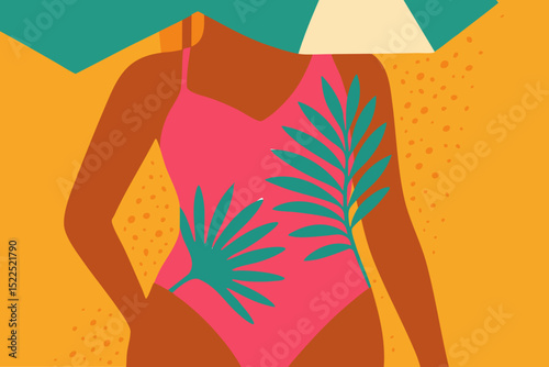 Swimming Suites Summer Time Illustration