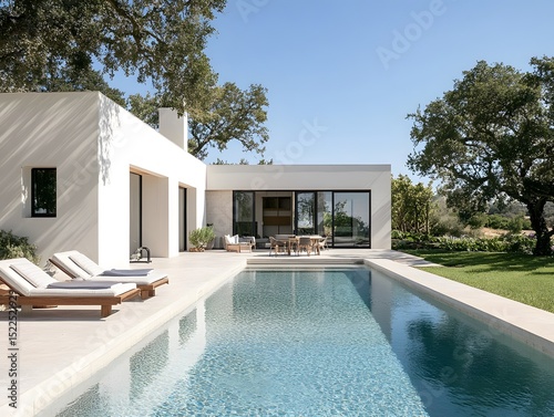 Stylish Villa Exterior Design Showcasing Poolside Living and Outdoor Spaces, luxury hotel swimming pool