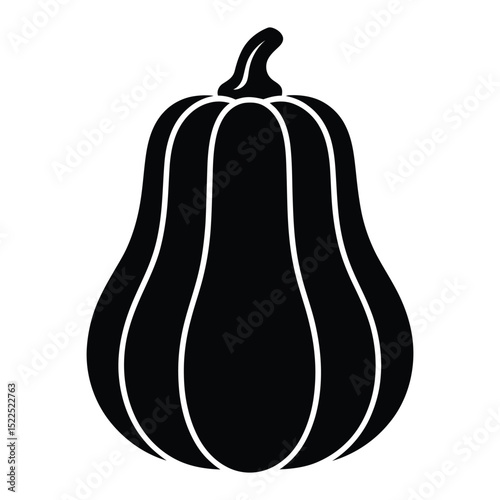 Hubbard Squash Silhouette, Vector, Illustration, Icon, Logo, White Background.