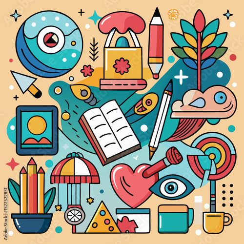 Visual arts doodles. Painting and drawing art background