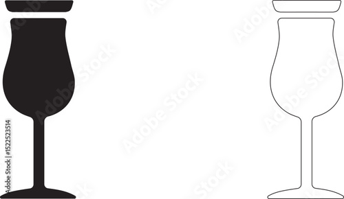 Cocktail glass. Vector silhouette.
