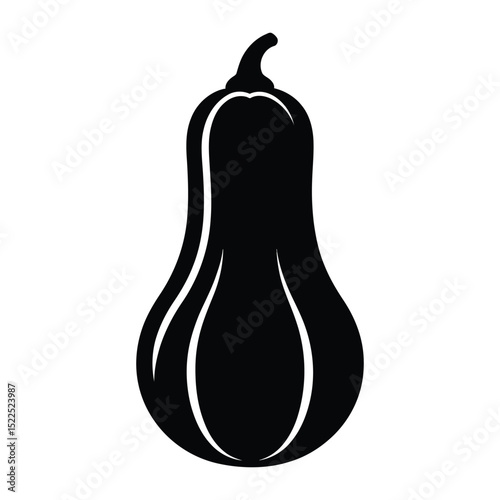 Zephyr Squash Silhouette, Vector, Illustration, Icon, Logo, White Background.