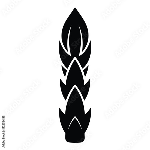 Asparagus Spear Silhouette, Vector, Illustration, Icon, Logo, White Background.