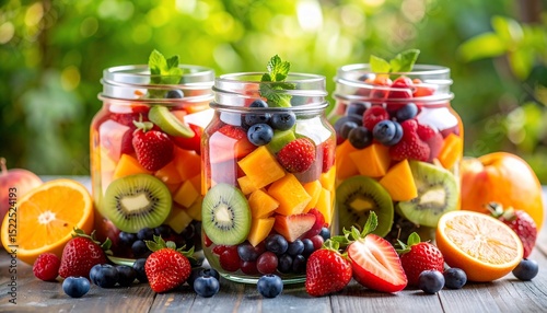 Mason Jars of Fresh Fruit Salad: A Summer Delight